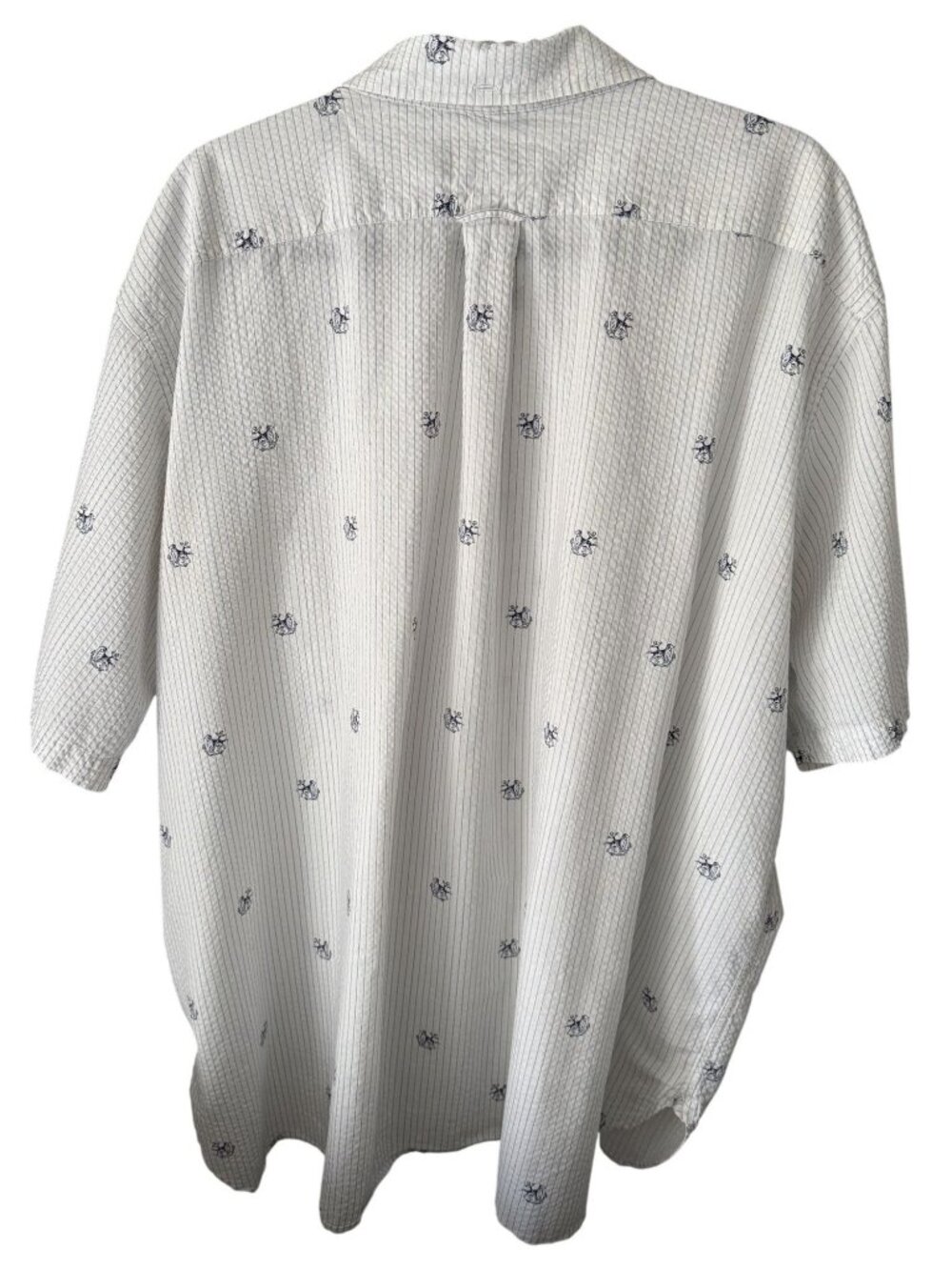 Ralph Lauren Mens 2XB Seersucker Short Sleeve Shirt White Navy Anchor Dog - Picture 5 of 6